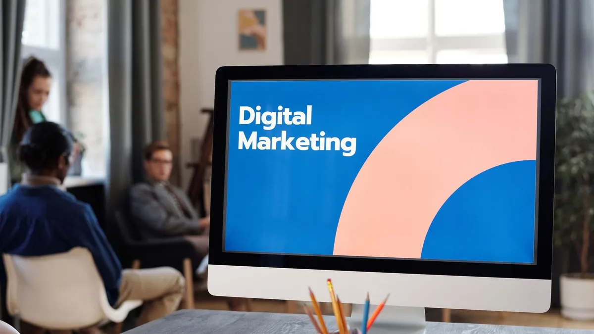 Professionals in a creative office plan digital marketing strategies.